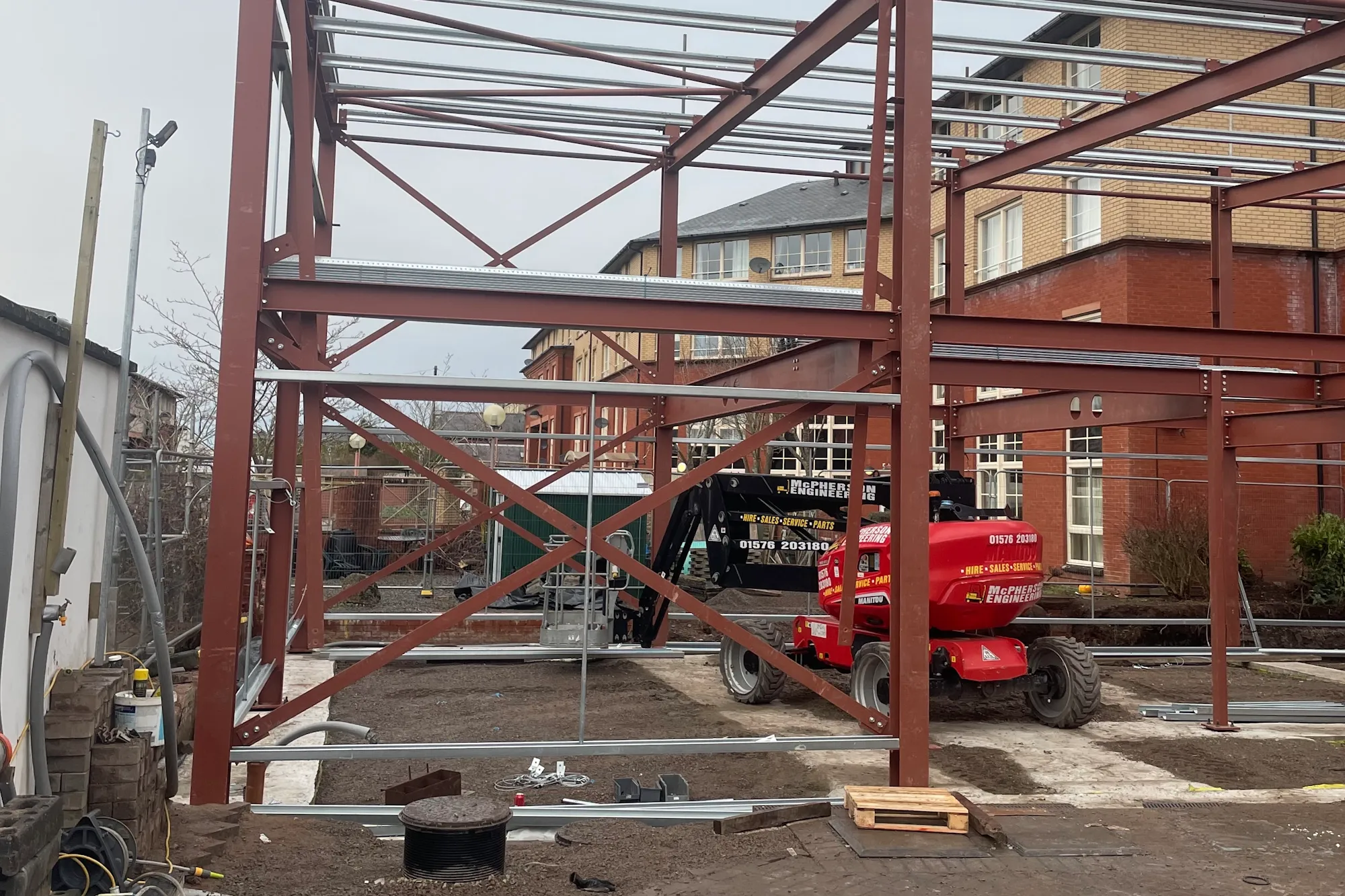 The modern steel-framed filling station at St Michaels Street
